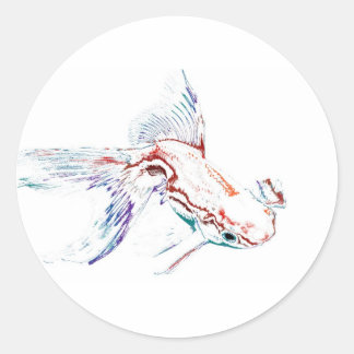 Neon Multicolor Regenboog Vis/Goldfish/Koi Ronde Sticker