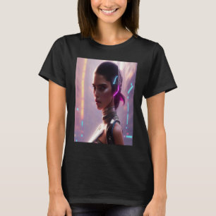 Neon Multicolor Vibrant Vrouw Look Glam Blue Turqu T-shirt