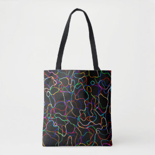 Neon Multicolored gebogen lijnen Draagtas