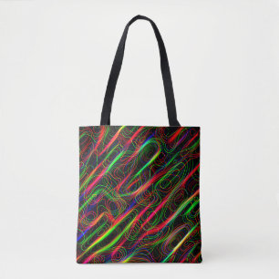 Neon Multicolored gebogen lijnen Draagtas