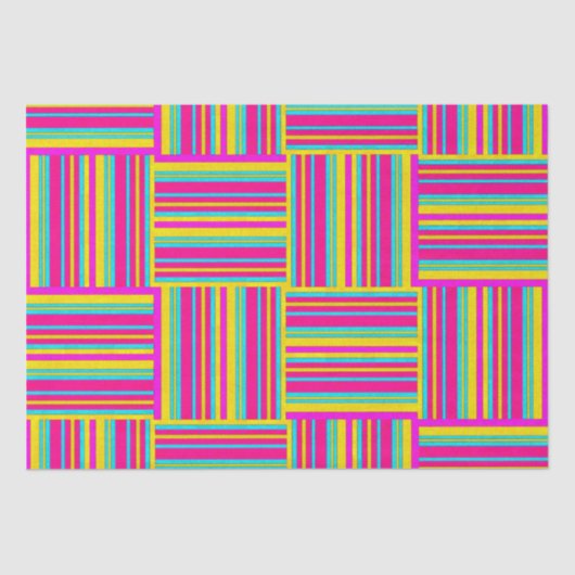 Neon Multicolored Weaved Squares Tissuepapier (Voorkant)