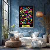 Neon Mummy Poster - Pop Art Halloween personage