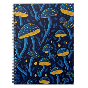 Neon Mushrooms Retro Notitieboek