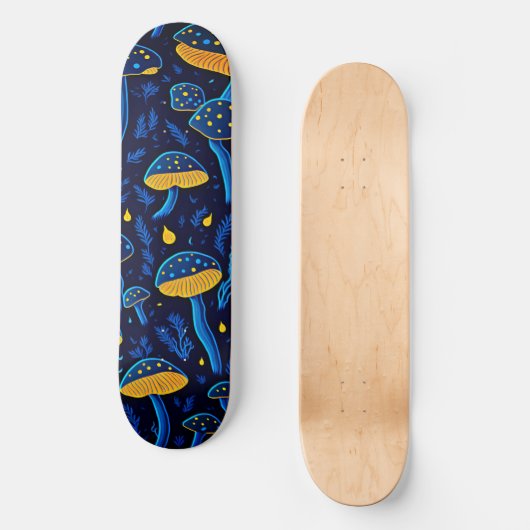 Neon Mushrooms Skateboard Vibes (Voorkant)