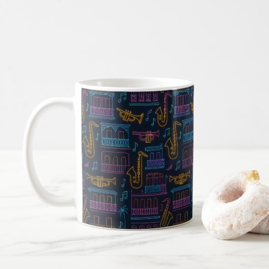 Neon Music & Architecture Mug (Avec donut)