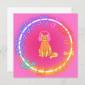 Neon Music Cat Uitnodiging (Voorkant / Achterkant)