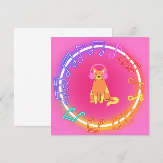 Neon Music Invitation Chat (Devant / Derrière)