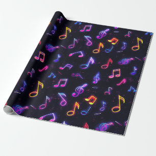 Neon muzieknoten inpakpapier