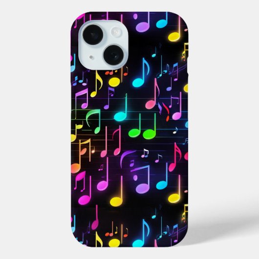Neon Muzieknoten op zwart Case-Mate iPhone Case (Achterkant)