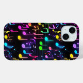 Neon Muzieknoten op zwart Case-Mate iPhone Case (Achterkant (horizontaal))