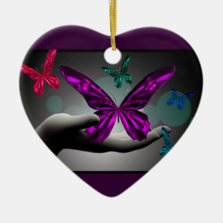 Neon Mystic Butterflies Keramisch Ornament
