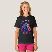 Neon Mystic Cats – Custom Name Psychedelic T-Shirt (Devant entier)