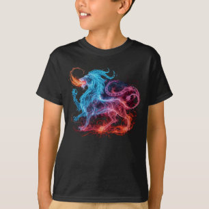 Neon Mythische Chimera Leeuw Gloei Magisch Fantasi T-shirt