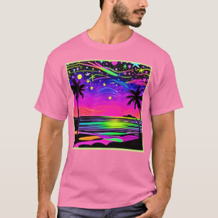 Neon Nacht Strandgezicht T-shirt
