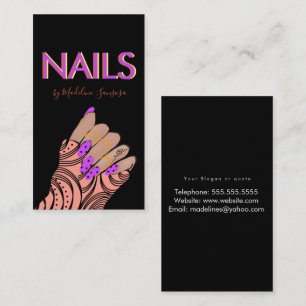 Neon Nagel Tech Triple Lettering Handen Visitekaartje