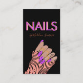 Neon Nail Tech Triple Lettering Hands Visitekaartje (Voorkant)