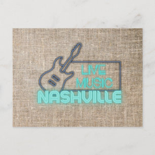 Neon Nashville Live Music Design Briefkaart