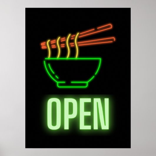 Neon Neondle Bowl Open Sign Poster (Voorkant)
