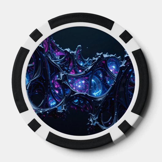 Neon Nexus: verweven techno-organische structuur Poker Chips (Achterkant)