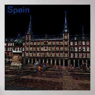 Neon Night Art van Madrid Poster