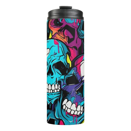 Neon Night Skulls Thermosbeker (Voorkant)