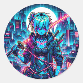 Neon Night Slicer Ronde Sticker