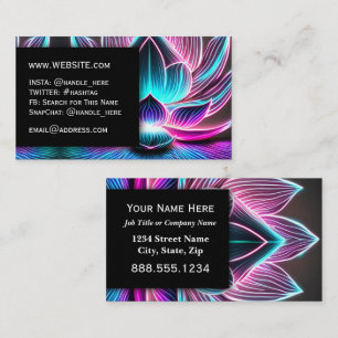 Neon Nightclub Lotus Flower Professional Executive Visitekaartje