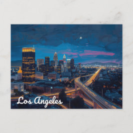 Neon Nights in Los Angeles Skyline Briefkaart