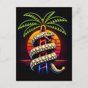 Neon Nights Miami Black Snake Illustratie Briefkaart