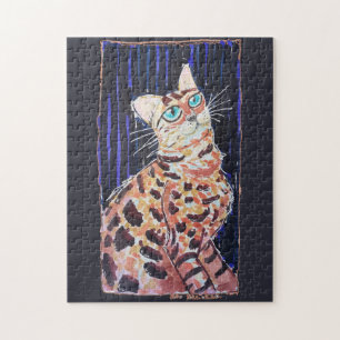 Neon Noir Bengaalse Kat Legpuzzel