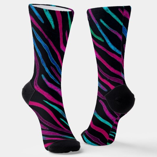 Neon Noir Zebra Pattern Sokken (Gebogen)