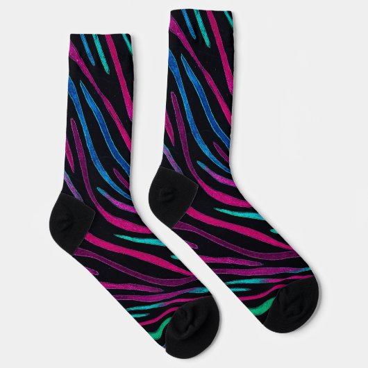 Neon Noir Zebra Pattern Sokken (Rechts)