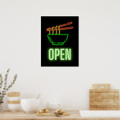 Neon Noodle Bowl Open Sign Poster (Cuisine)