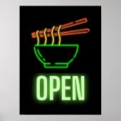Neon Noodle Bowl Open Sign Poster (Devant)