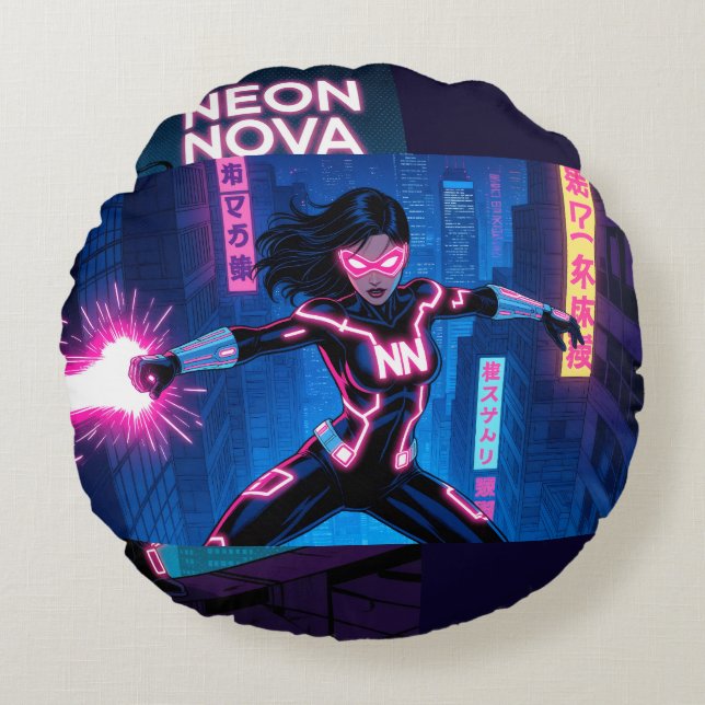Neon Nova Rond Kussen (Voorkant)