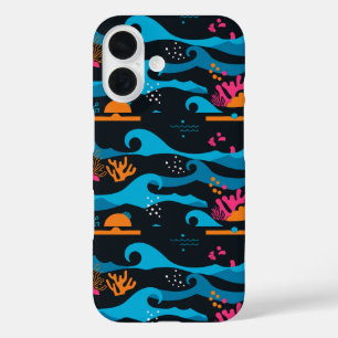Neon Ocean Abstract iPhone 16 Hoesje