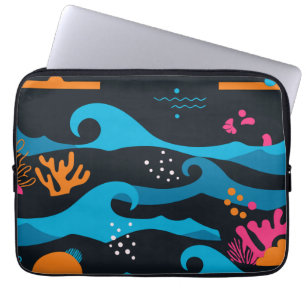 Neon Ocean Abstract Laptop Sleeve