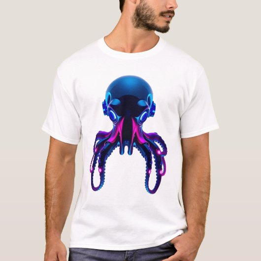 Neon OctoRobot Face T-shirt (Voorkant)