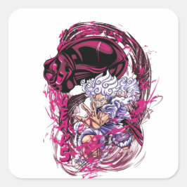 Neon One Piece Vierkante Sticker