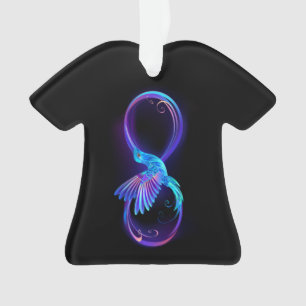 Neon Oneindigheidssymbool met Gloeiende Kolibrie Ornament