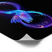 Neon Oneindigheidssymbool met gloeiende kolibrie Poster (Hoek)