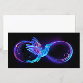 Neon Oneindigheidssymbool met Gloeiende Kolibrie Save The Date (Voorkant / Achterkant)