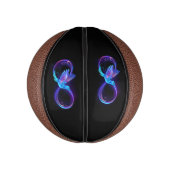 Neon Oneindigheidssymbool met Glowende Kolibrie Basketbal (Verticaal)