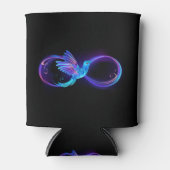 Neon Oneindigheidssymbool met Glowende Kolibrie Blikjeskoeler (Voorkant)