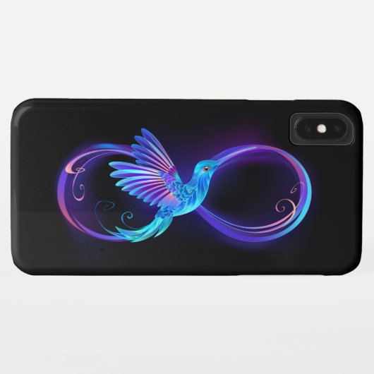 Neon Oneindigheidssymbool met Glowende Kolibrie Case-Mate iPhone Case (Achterkant (horizontaal))