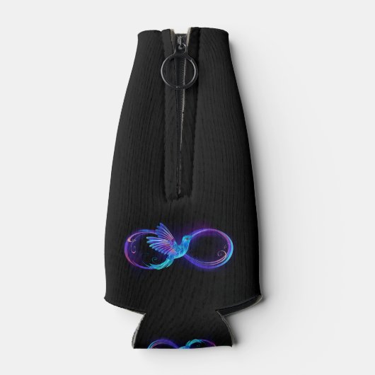 Neon Oneindigheidssymbool met Glowende Kolibrie Flesjeskoeler (Achterkant)