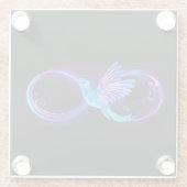 Neon Oneindigheidssymbool met Glowende Kolibrie Glazen Onderzetter (Achterkant)