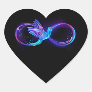 Neon Oneindigheidssymbool met Glowende Kolibrie Hart Sticker