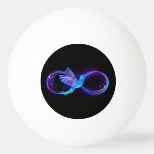 Neon Oneindigheidssymbool met Glowende Kolibrie Pingpongballen