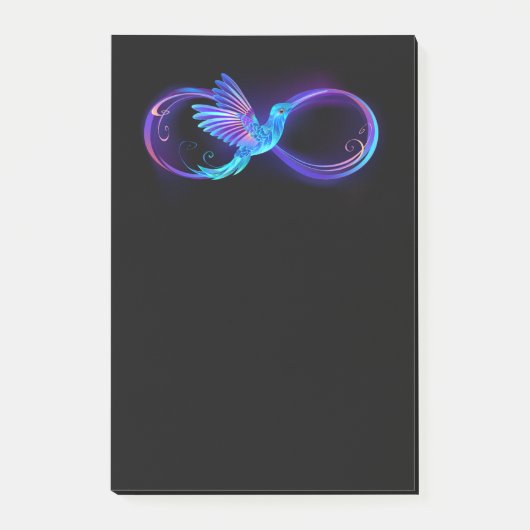 Neon Oneindigheidssymbool met Glowende Kolibrie Post-it® Notes (Voorkant)
